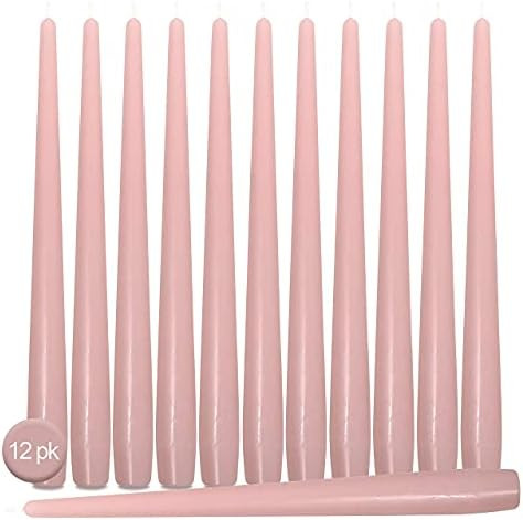 Hyoola Tall Taper Candles - 14 Inch Light Pink Unscented Dripless Taper Candles - 12 Hour Burn Time  | Amazon (US)