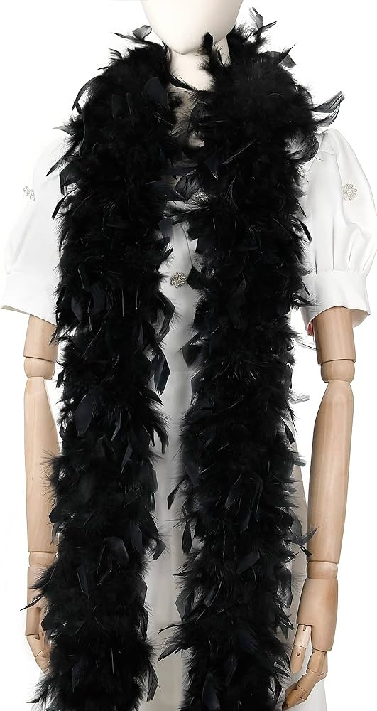 45g Black Feather Boa - 2 Yards Turkey Boa Feathers for Party Bulk,Halloween,Wedding,Centerpieces... | Amazon (US)