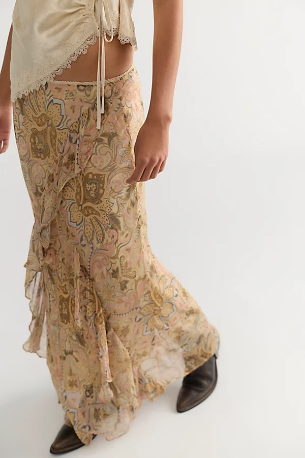 Spell Damask Ruffle Midi Skirt | Free People (Global - UK&FR Excluded)