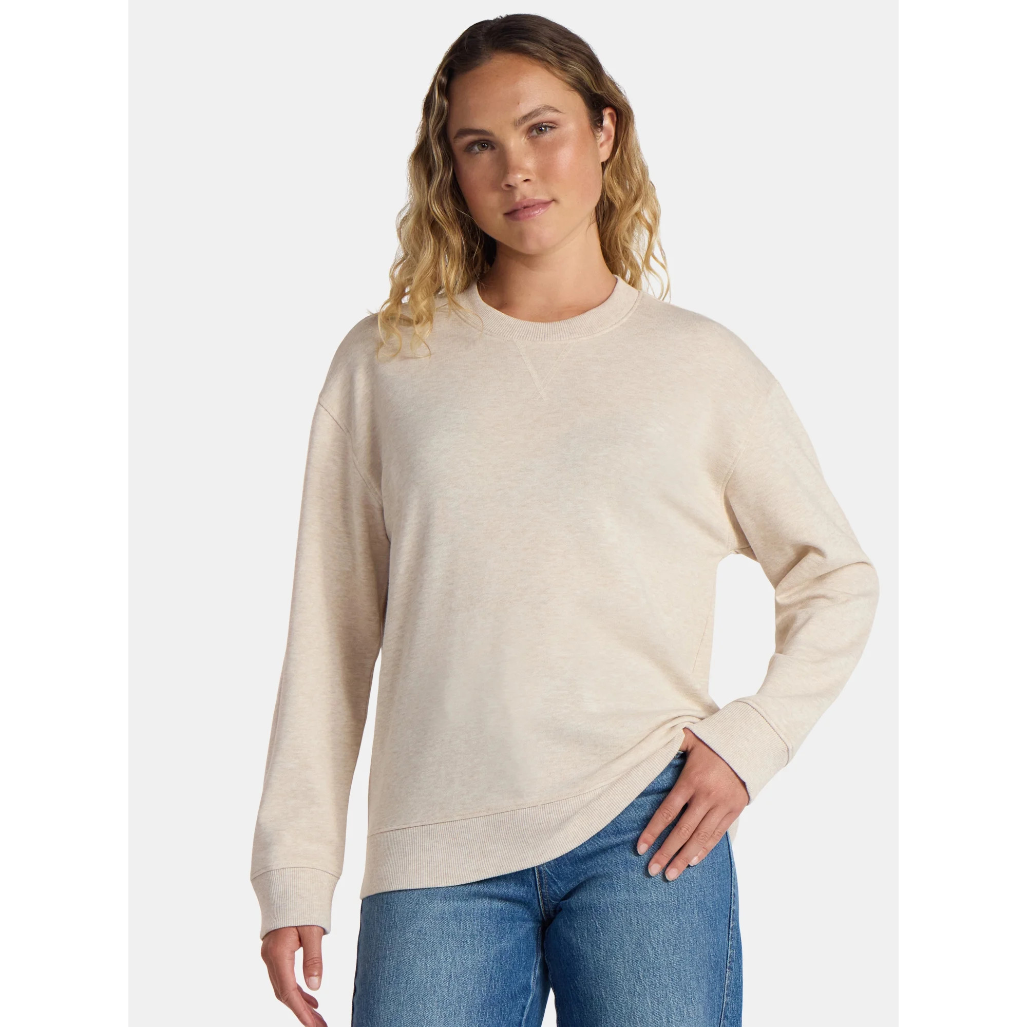Time and Tru Women’s and Women’s Plus French Terry Crewneck Sweatshirt, Sizes XS-3XL | Walmart (US)
