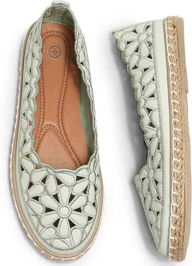 HEAWISH Women\u2019s Ballet Flat Daisy Round Toe Dress Shoes Casual Slip On Rope Loafer | Amazon (US)
