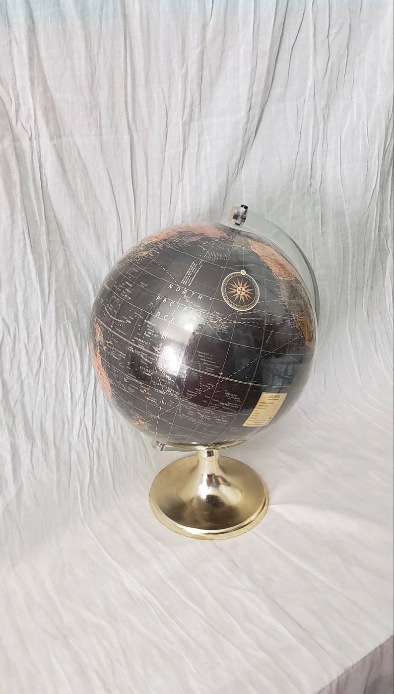 Vintage World Map Globe Black Globe Ornament Study Office | Etsy | Etsy (US)