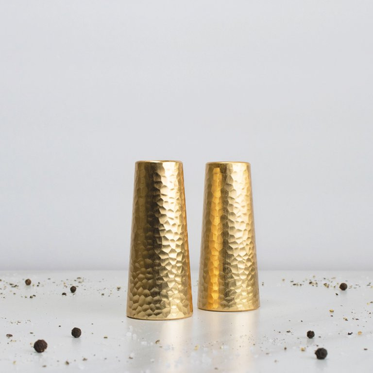 Artistique Hammered Gold Tone Salt And Pepper Shaker Set | Walmart (US)