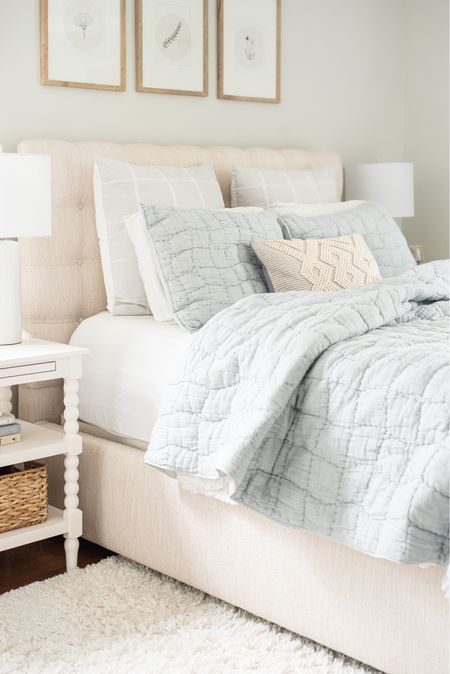The coziest bed deserves a cloud like quilt! This light blue quilt and matching shams are one of my favorite purchase over the past few years! Worth every penny!

#LTKhome