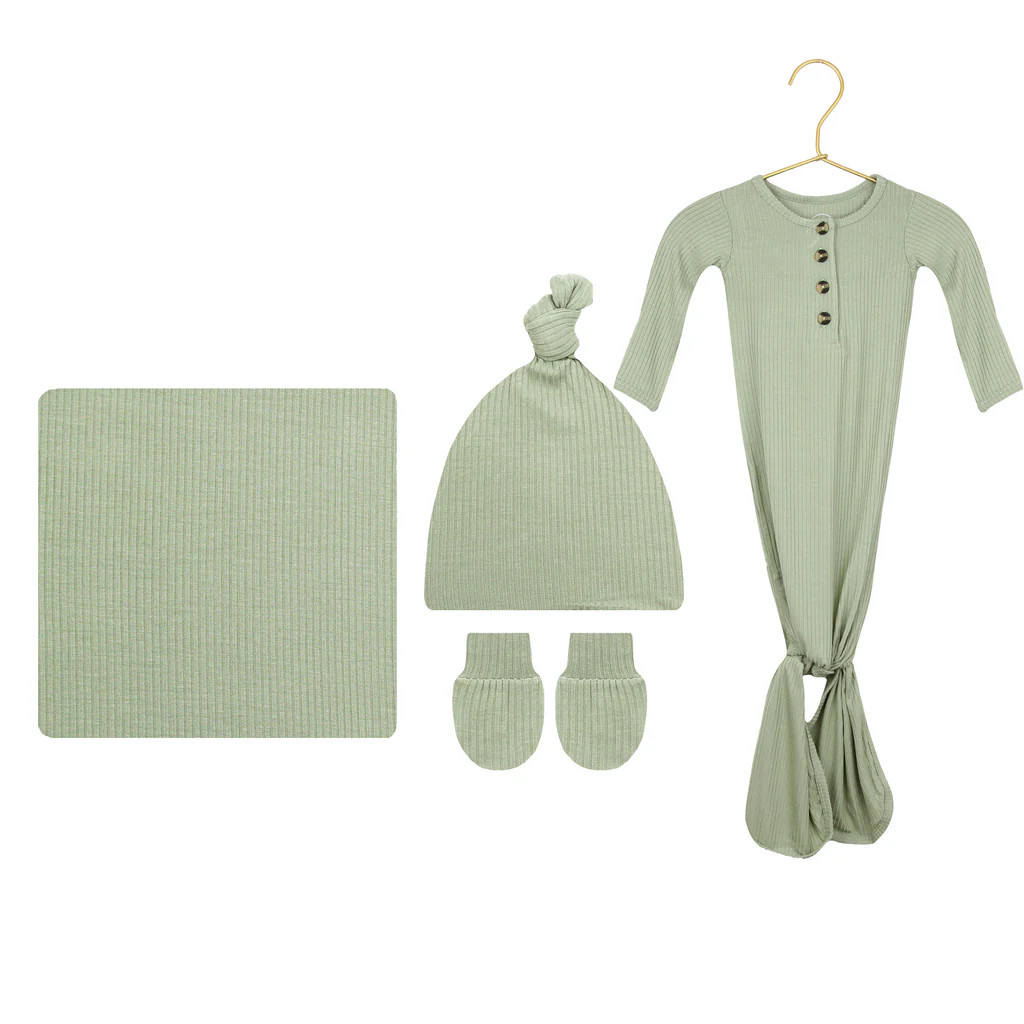 Ellis Ribbed Newborn Hat Bundle (Gown) | Lou Lou & Company