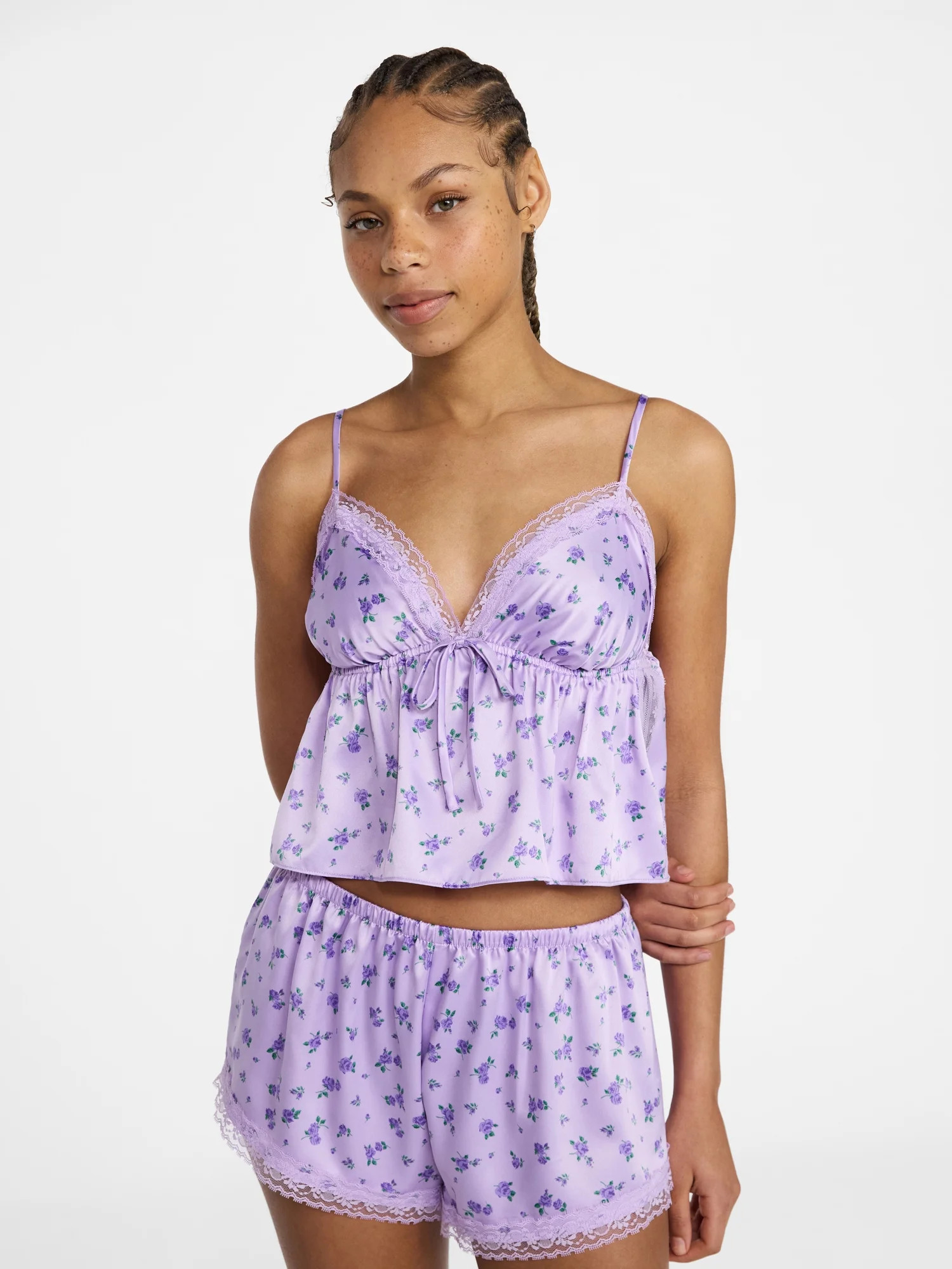 No Boundaries Satin Cami and Shorts Sleep Set, 2-Piece, Women's XS-XXL | Walmart (US)