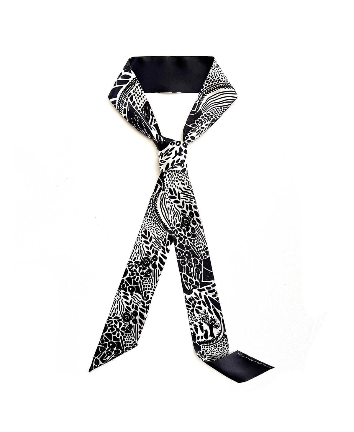 Jessie Zhao New York Silk Skinny Scarf Of Black Garden - Black, white | Macy's