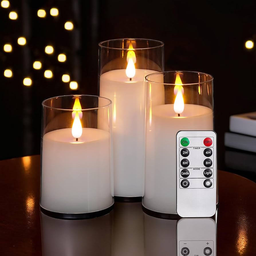 NICEME Flickering Flameless Candles with Remote Control and Timer Unbreakable Acrylic Battery Ope... | Amazon (US)