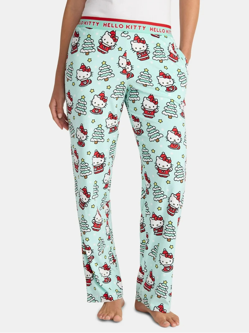 Hello Kitty Women's and Women's Plus Christmas Print Velour Sleep Pants, Sizes XS-3X | Walmart (US)