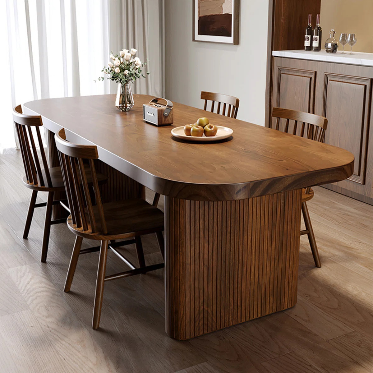 Tan Rectangular Solid Wood Butterfly Leaf  Dining Table | Wayfair North America