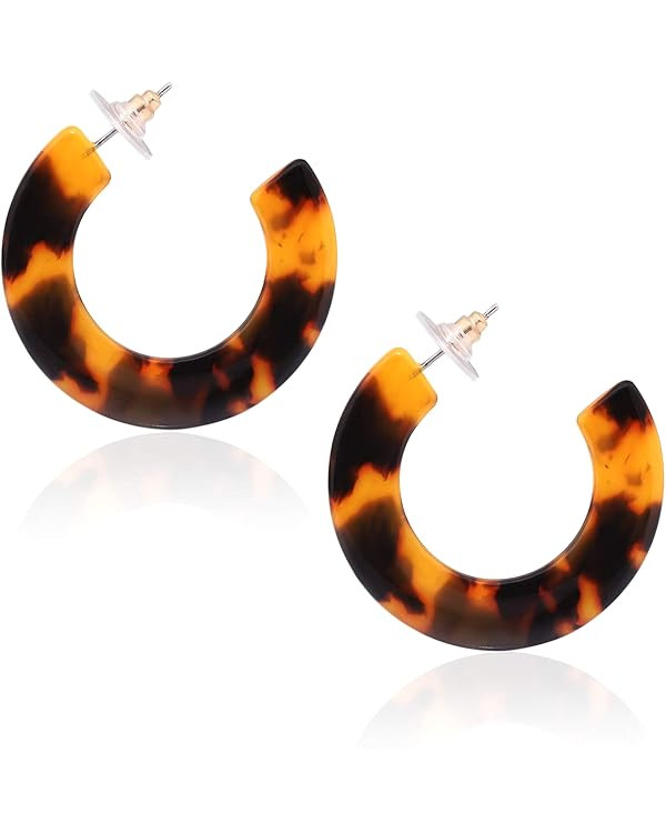 Leopard Hoop Earrings for Women Tortoise Shell Earrings Acrylic Earrings Resin Earrings | Amazon (US)