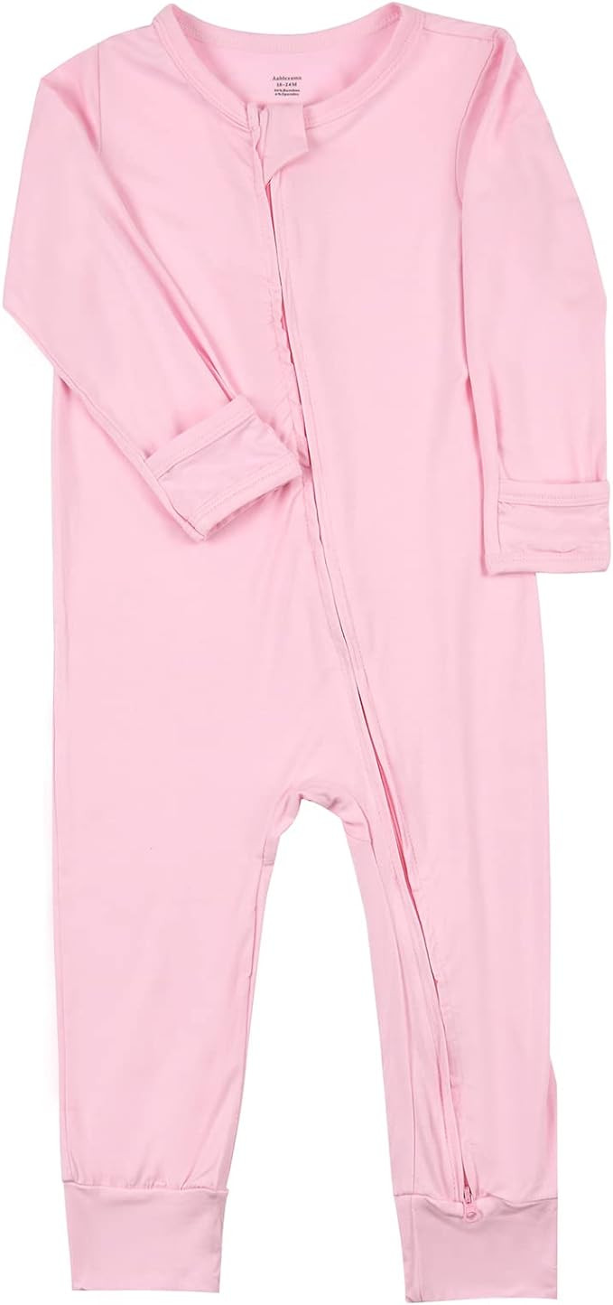 Aablexema Baby Footless Pajamas Zipper with Mitten, Rayon from Bamboo, Infant Long Sleeve Romper ... | Amazon (US)