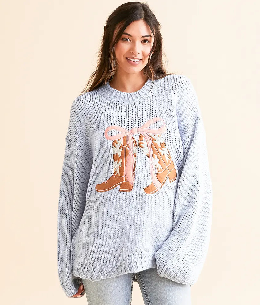 Cowboy Boot Oversized Knit Sweater | Buckle