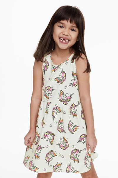 Patterned Cotton Dress - White/floral - Kids | H&M US | H&M (US + CA)
