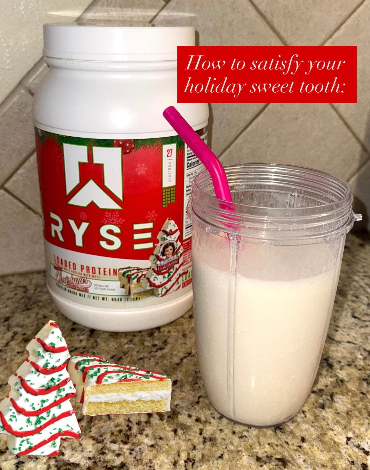 Ryse Little Debbie Christmas Tree protein powder. Christmas protein powder. High protein. Whey protein. Supplements. 

#LTKActive #LTKHoliday #LTKfoodie