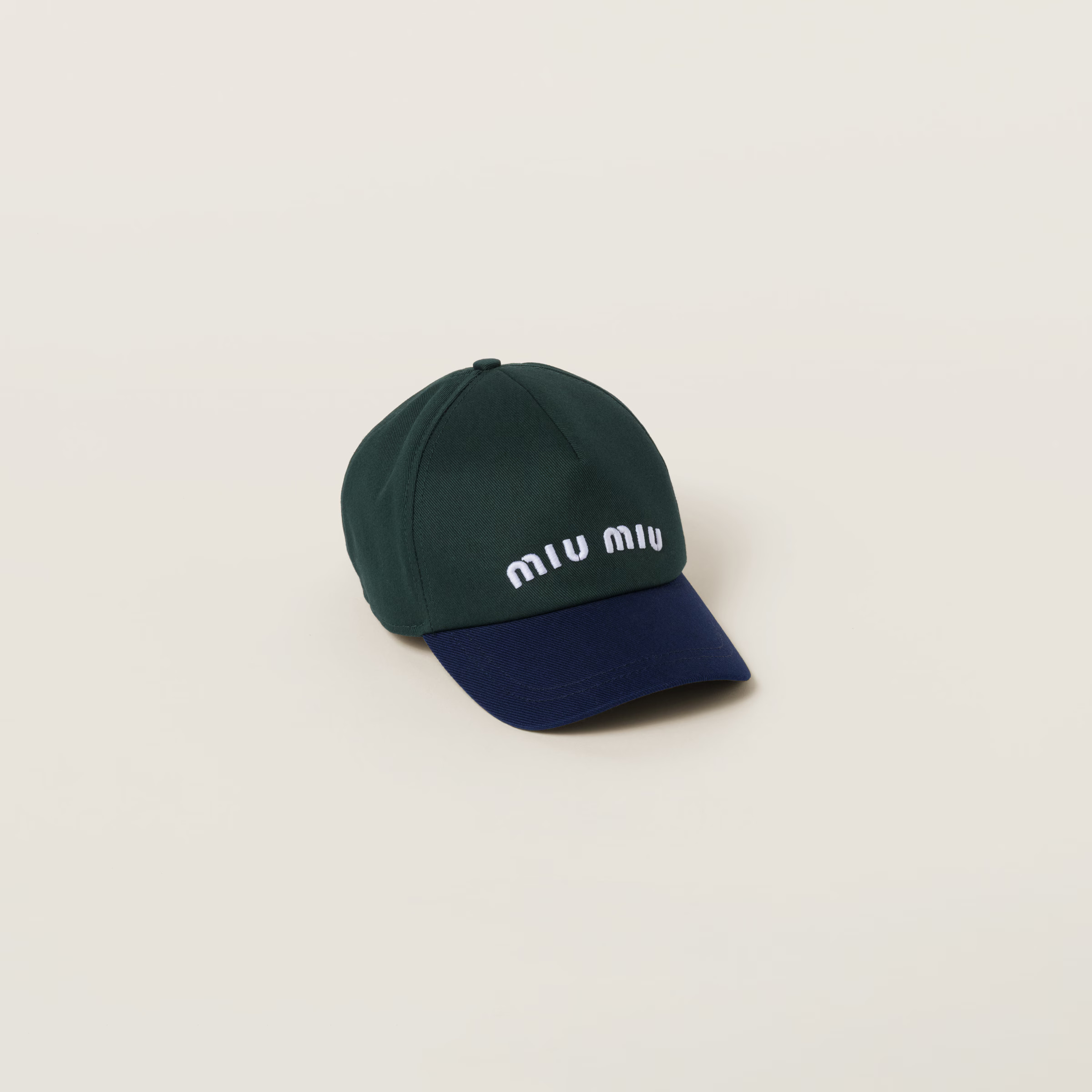 Fir/royal Drill Baseball Cap | Miu Miu | Miu Miu US