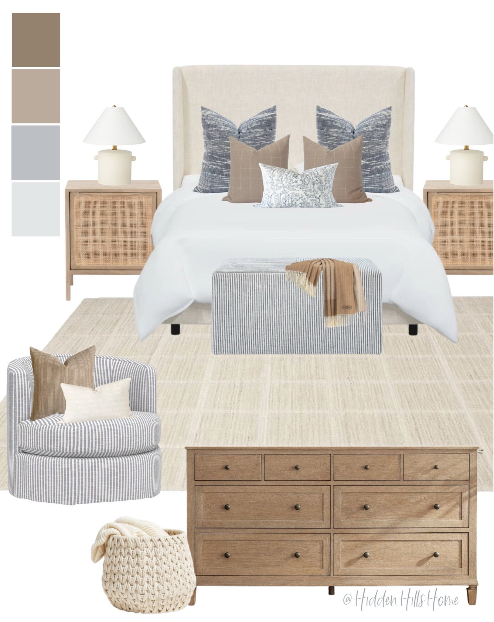 Coastal bedroom decor mood board, bedroom design ideas, master bedroom inspiration, blue and cream bedroom #bedroom

#LTKHome #LTKSaleAlert #LTKSeasonal