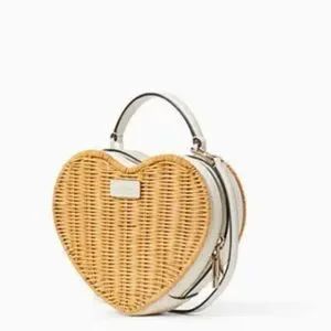 KATE SPADE Love Shack Heart Wicker Crossbody K7403 Rattan Hand Bag Parchment | Poshmark