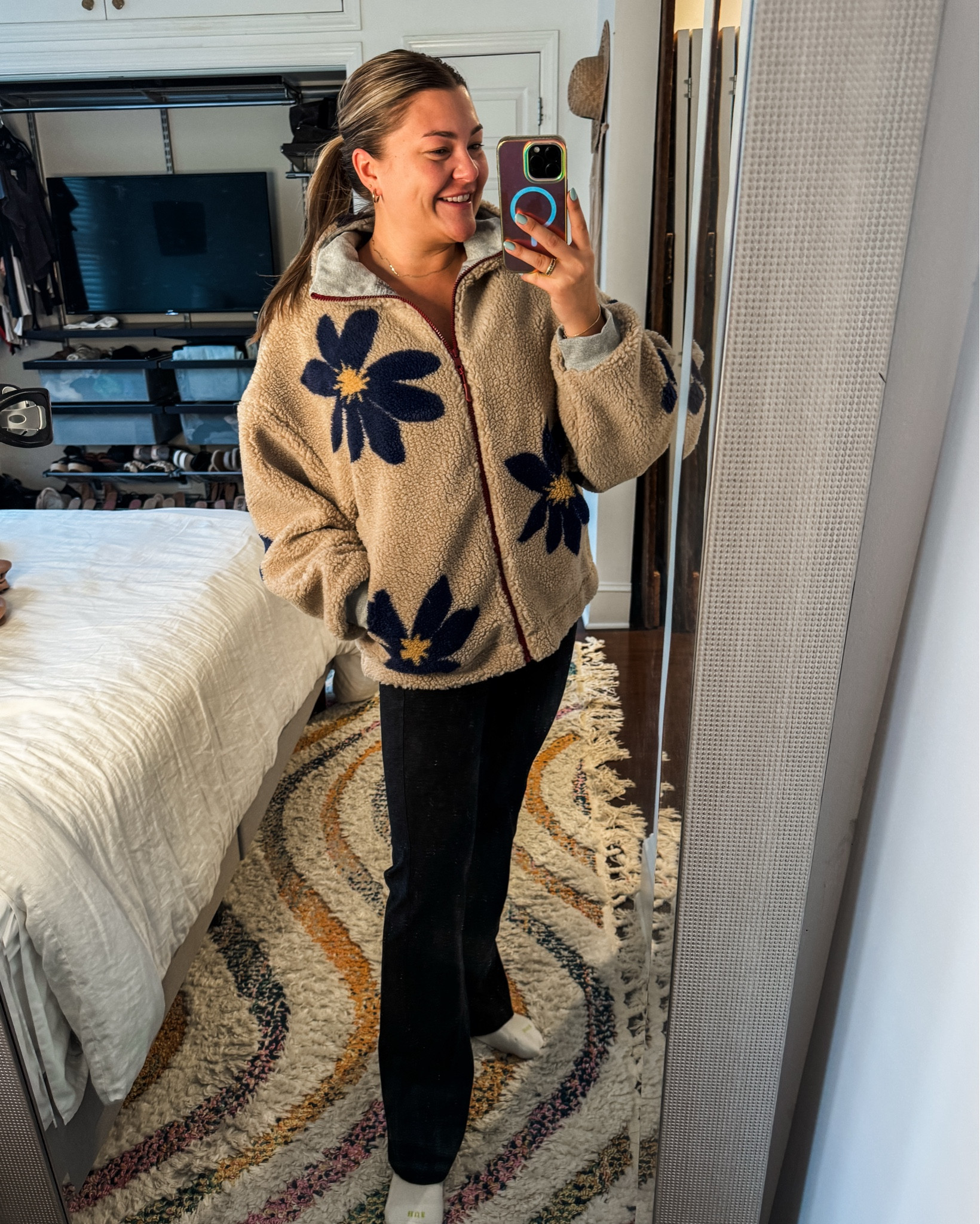 My new go-to fall outfit. Possibly just my fall uniform? I’m in love. This fleece jacket with the fun floral print is a fun subtle nod to fall with the neutral colors and a pop of color. I looove wearing it with this athleisure bodysuit! 

#LTKSeasonal #LTKStyleTip #LTKActive