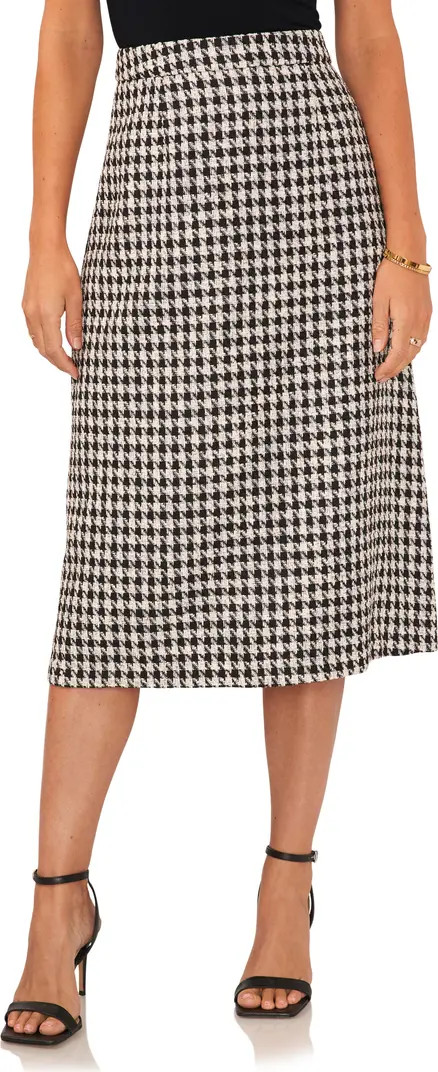 Houndstooth Cotton Tweed Midi Skirt | Nordstrom
