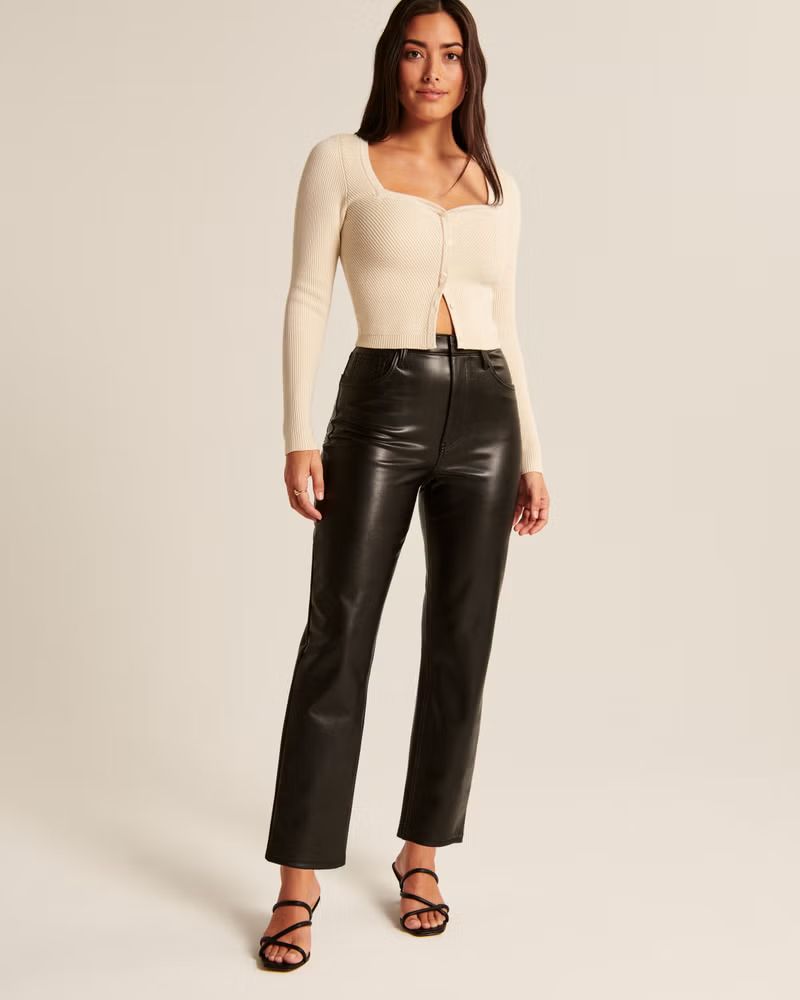 Women's Curve Love Vegan Leather Ankle Straight Pant | Women's Up To 25% Off Select Styles | Aber... | Abercrombie & Fitch (US)