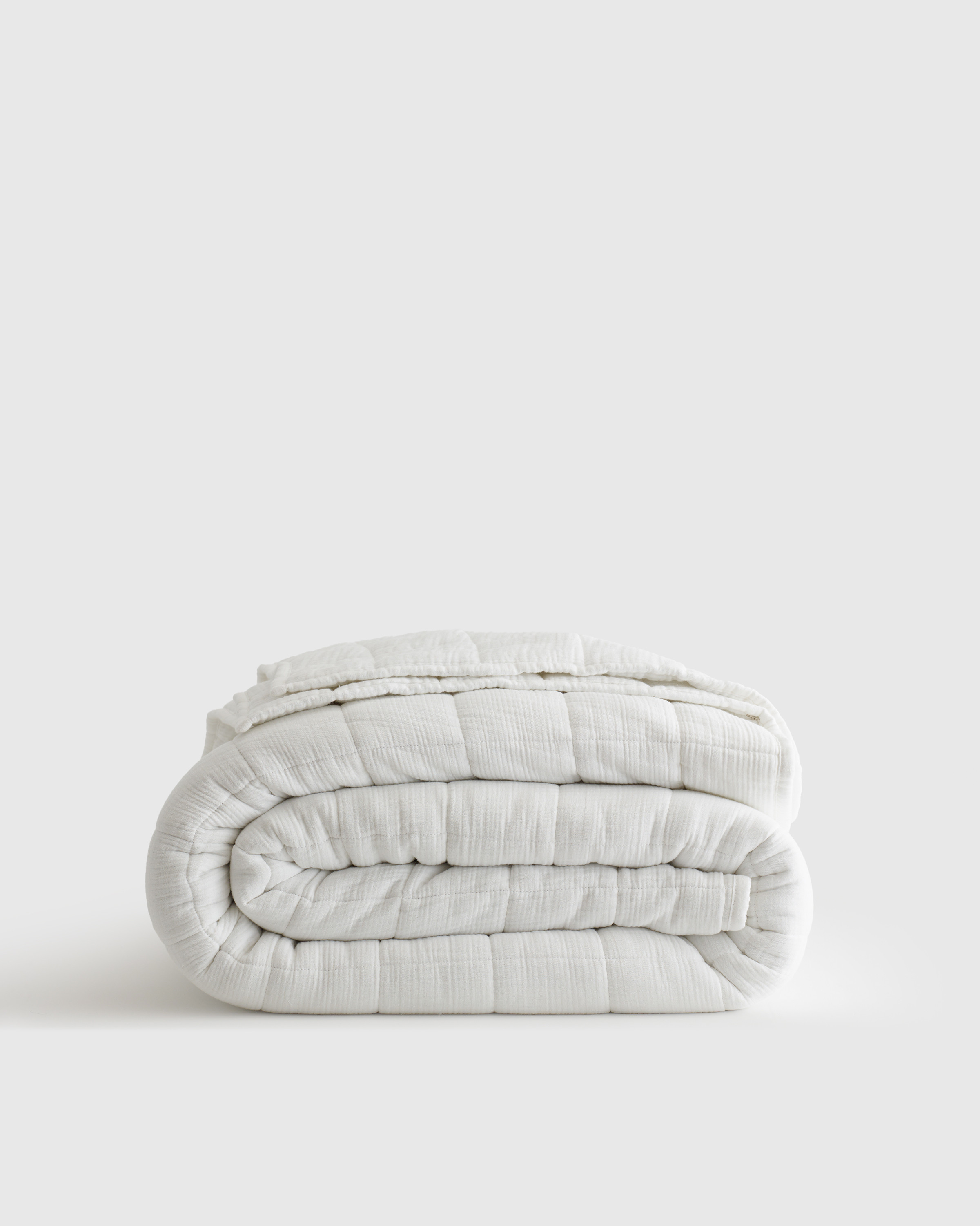 Quince | Gauze Box Quilt in White, Size Full/Queen, Organic Cotton | Quince