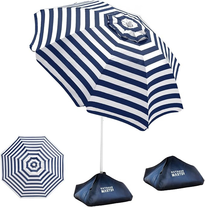 OutdoorMaster Beach Umbrellas for Sand with Sandbag & Anchor, 7.2ft Adjustable Umbrella for Beach... | Amazon (US)