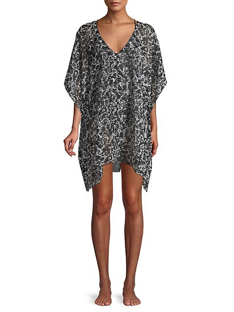 DKNY Floral-Print Coverup on SALE | Saks OFF 5TH | Saks Fifth Avenue OFF 5TH