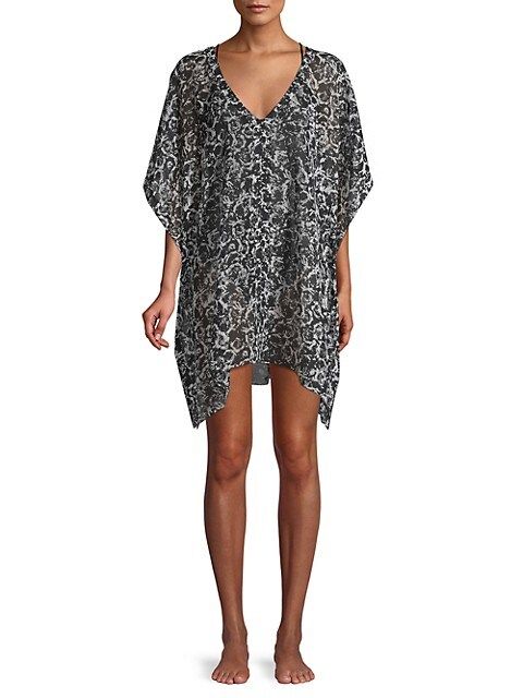 DKNY Floral-Print Coverup on SALE | Saks OFF 5TH | Saks Fifth Avenue OFF 5TH
