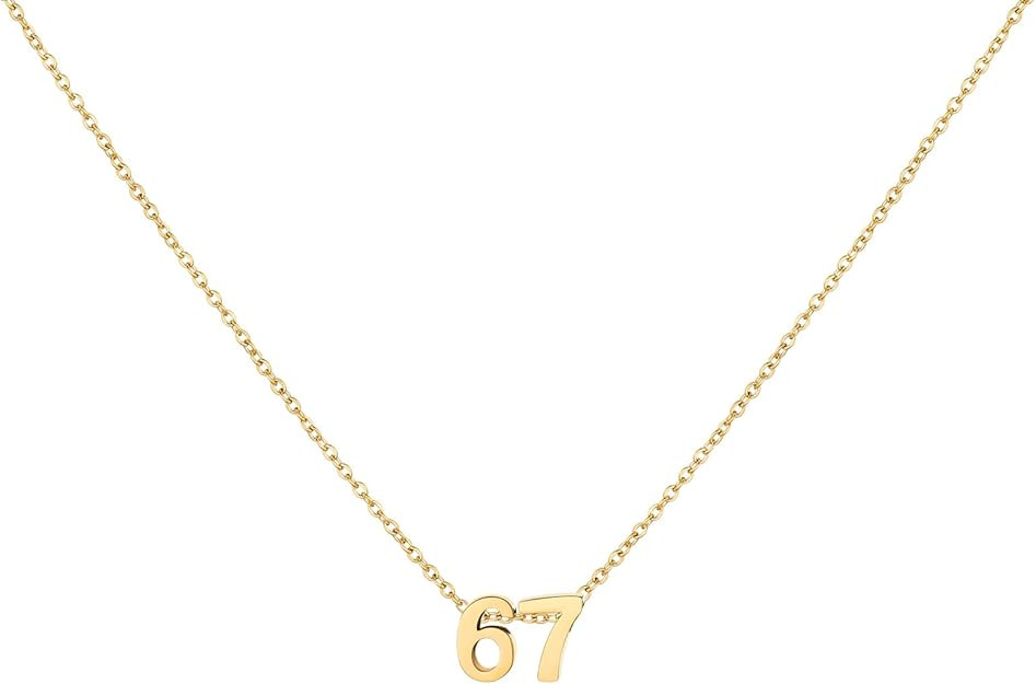 Number Necklace for Women Dainty 18K Gold Plated Pendant Necklace Charm Birth Month Personalized ... | Amazon (US)