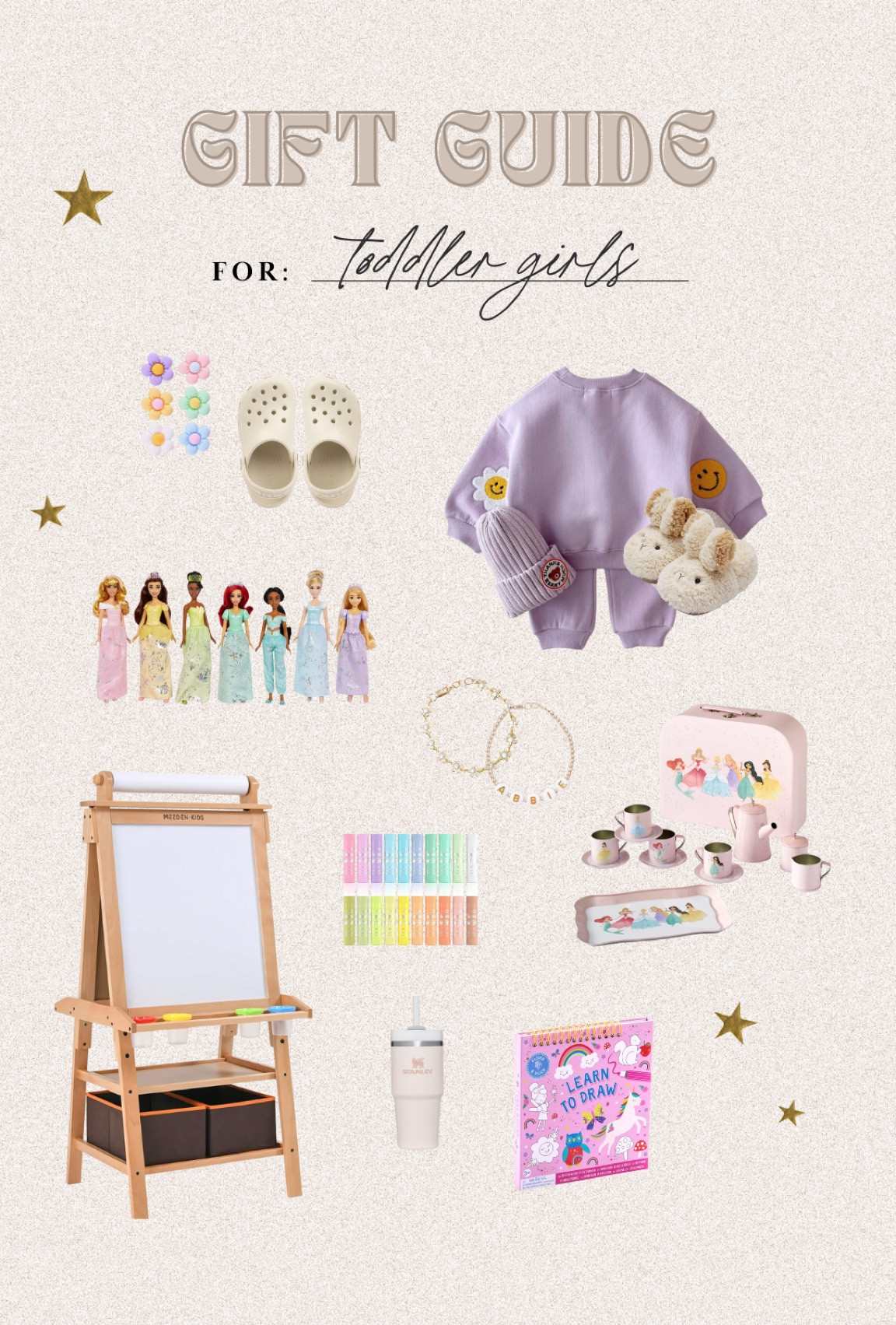 Gift guide for toddler girls! 💫

Toddler gift guide | baby girl gift guide | toddler girl gift guide | toddler girl gift ideas | 2 year old girl gifts | baby girl gift ideas | toddler girl crocs | girls croc charms | daisy croc charms | toddler girl shoes | toddler art easel | kids art gifts | toddler girl jewelry | toddler girl outfits | girls winter outfits | December toddler girl style | toddler girl toys 

#LTKHoliday 

#LTKkids #LTKGiftGuide