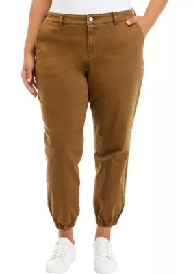 Wonderly Plus Size Denim Joggers, Brown, 14W | Belk