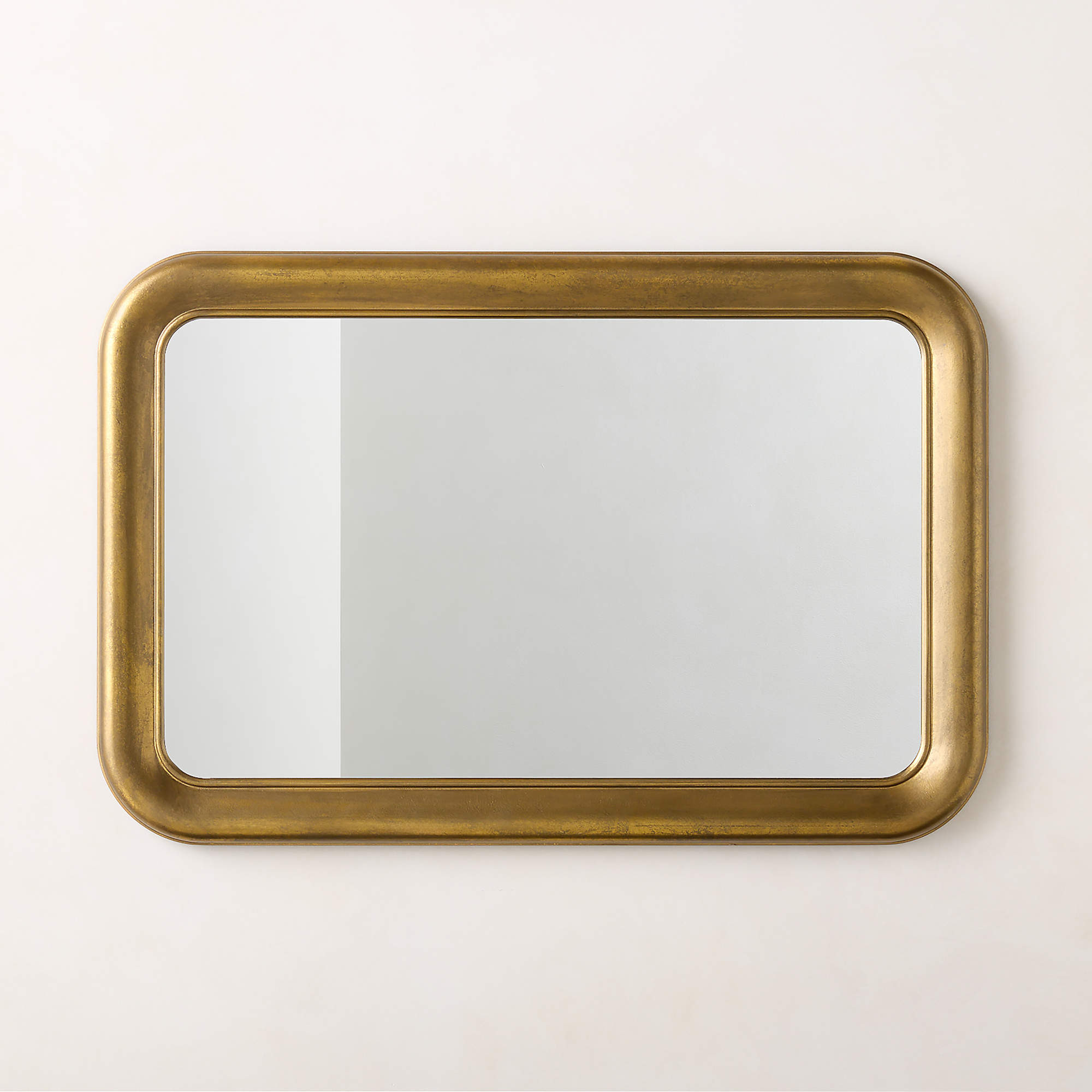 Pied-a-terre Gold Rectangular Wall Mirror 24x36" by Todd Snyder | CB2 | CB2