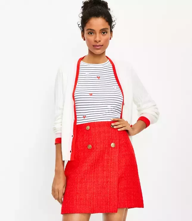 Loft red outlet polka dot skirt