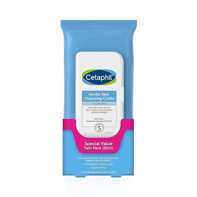 Cetaphil Face and Body Wipes, Gentle Skin Cleansing Cloths, 25 Count (Pack of 2), for Dry, Sensit... | Amazon (US)