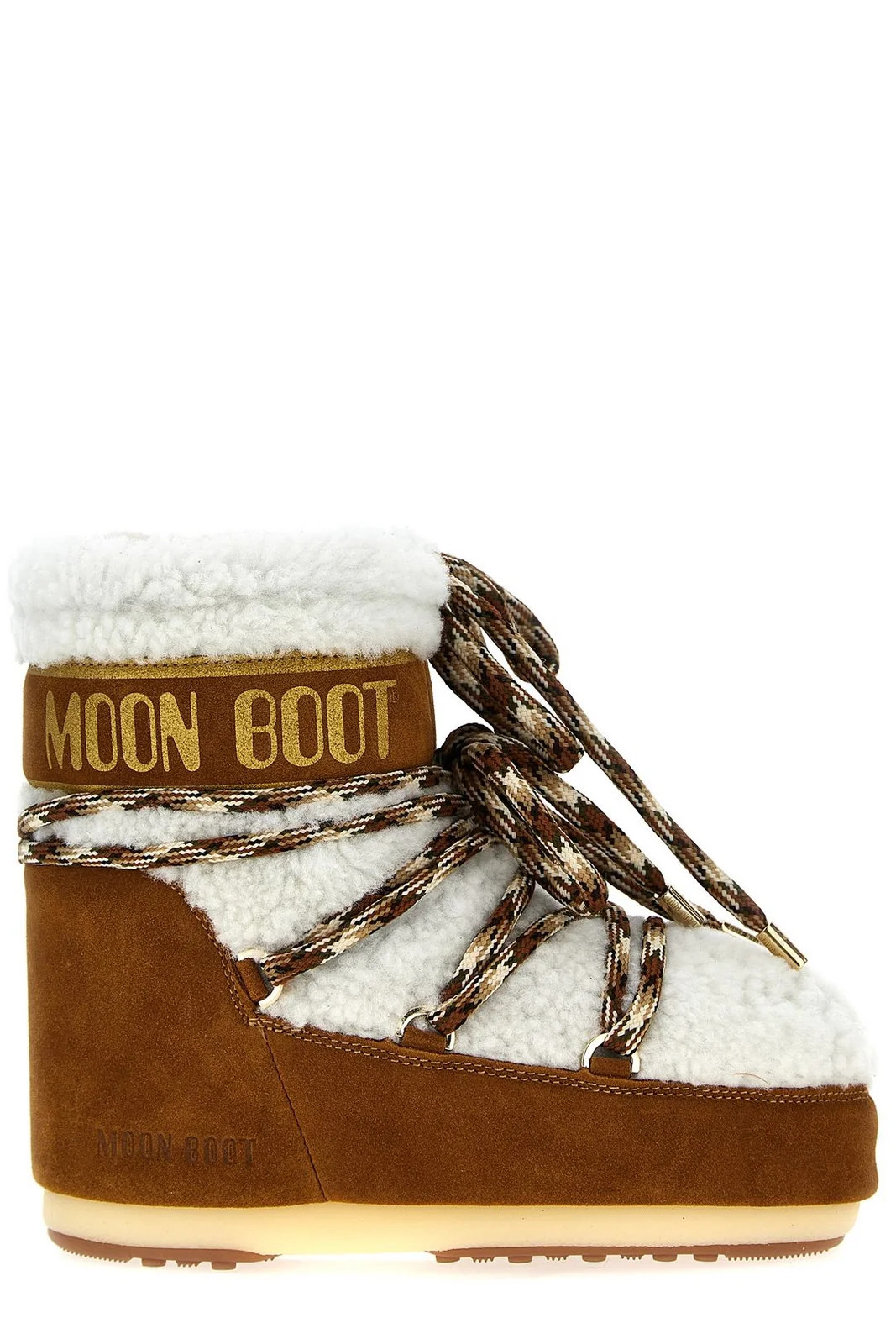 Moon Boot Logo Printed Shearling Lace-Up Boots | Cettire Global