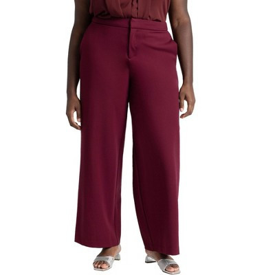 ELOQUII The Ultimate Stretch Wide Leg Pant - 32, Maroon Banner | Target