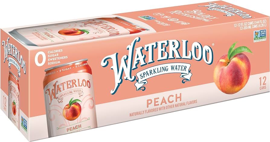 Waterloo Sparkling Water, Peach Naturally Flavored, 12 Fl Oz Cans, Pack of 12 | Zero Calories | Z... | Amazon (US)