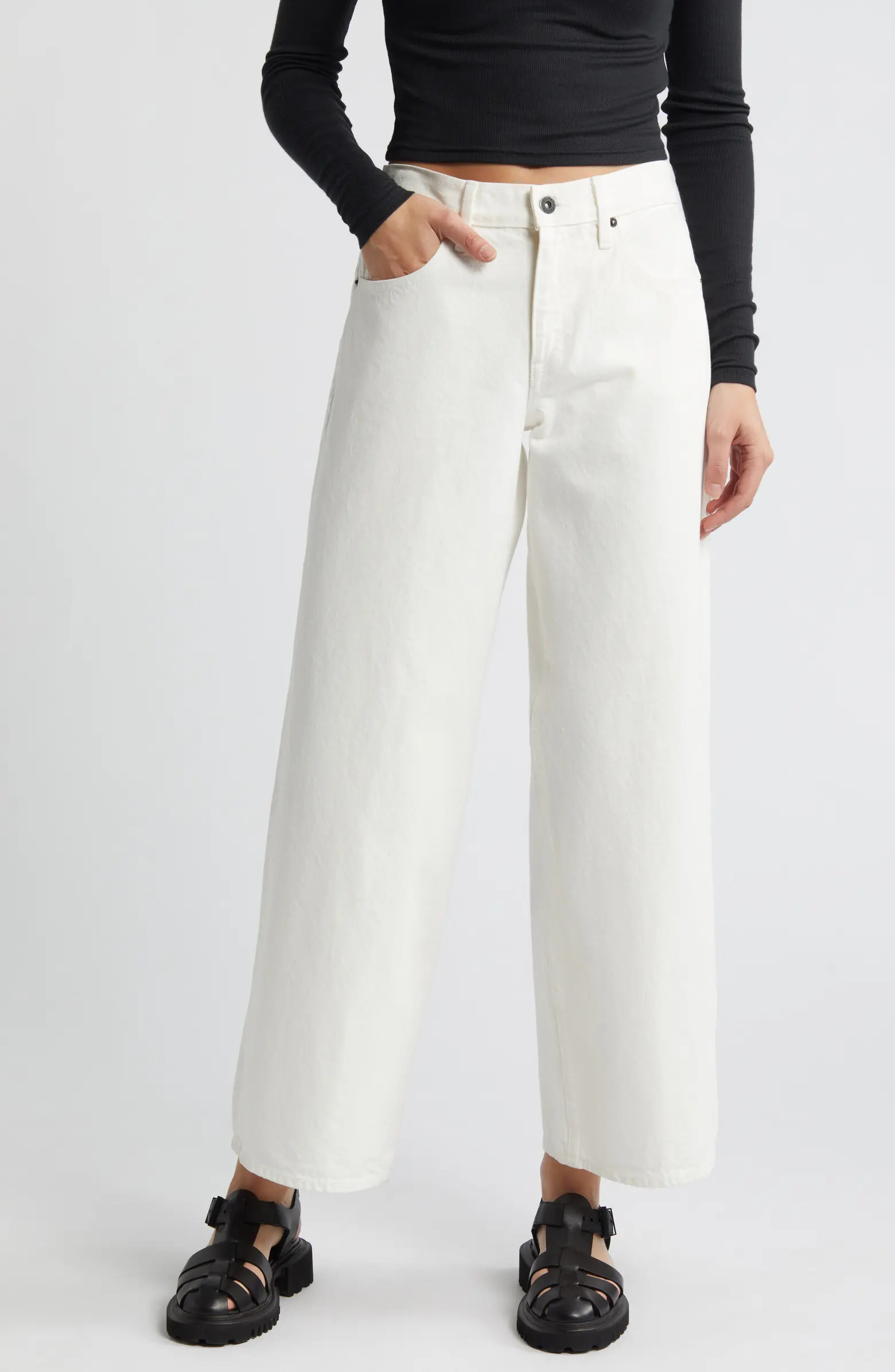 Mica Low Rise Organic Cotton Wide Leg Jeans | Nordstrom