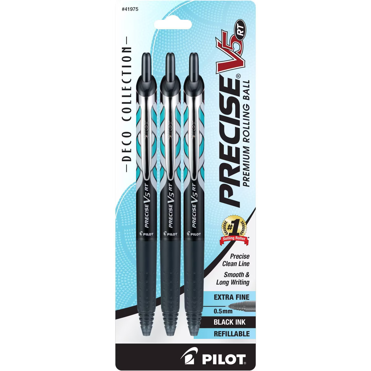 Pilot 3ct Precise V5 Rolling Ball Pens Extra Fine Point 0.5mm Art Deco Collection Black Ink: Prec... | Target