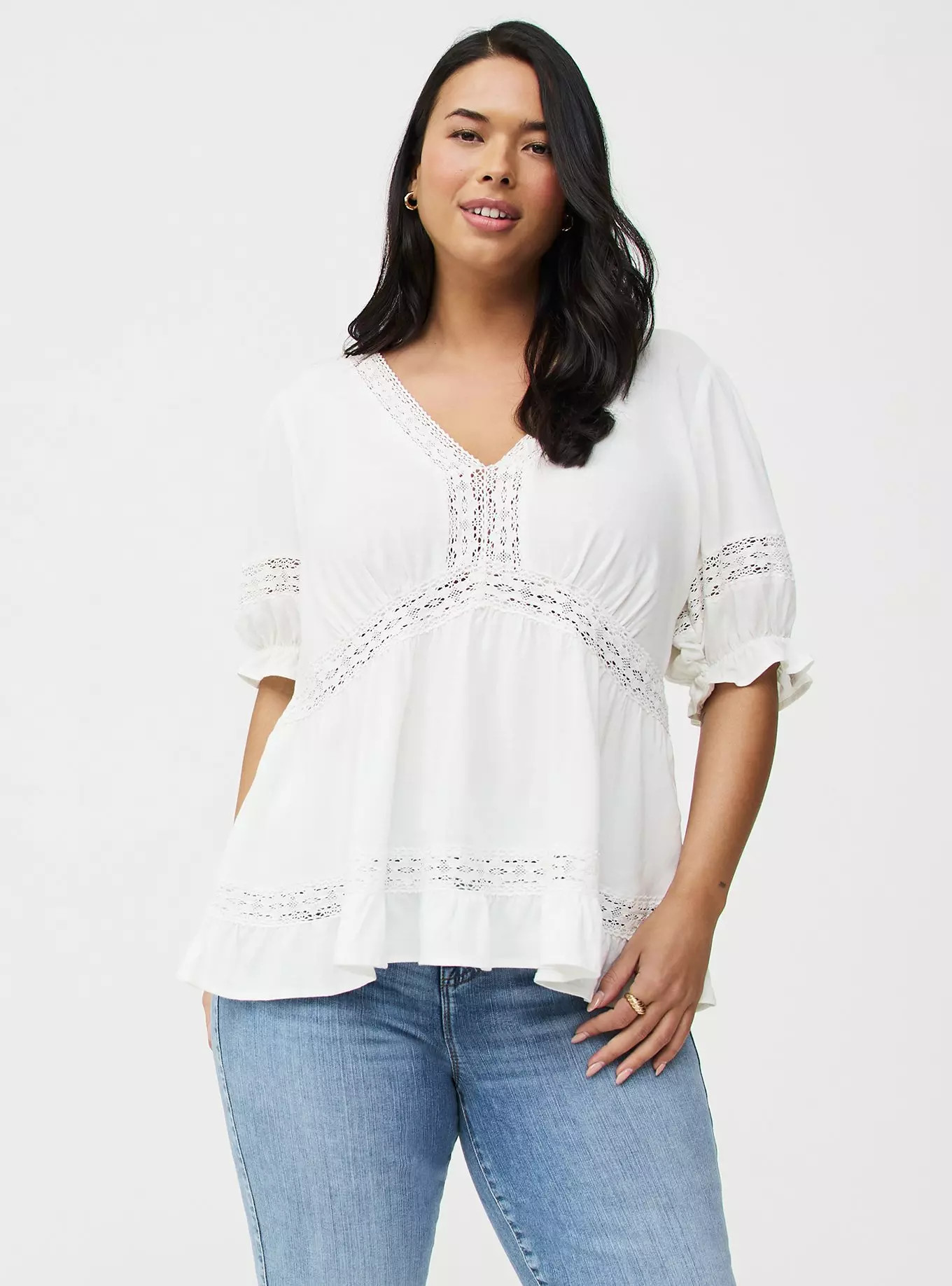 Lace Trim Babydoll Top | Torrid (US & Canada)