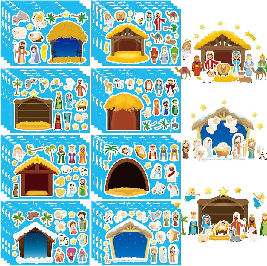 Christmas Nativity Stickers for Kids, Make a Nativity Scene Kit, Jesus Birth Stickers, Christmas ... | Amazon (US)