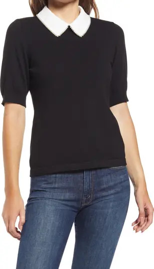 Imitation Pearl Collar Sweater | Nordstrom