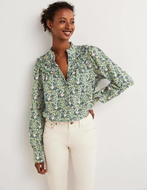 Frilled High Neck Shirt | Boden (US)