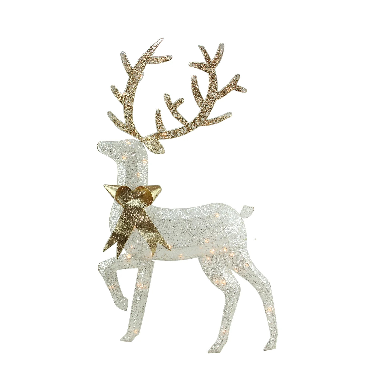 46" Lighted 2-D Silver Glitter Reindeer Outdoor Christmas Decoration - Walmart.com | Walmart (US)