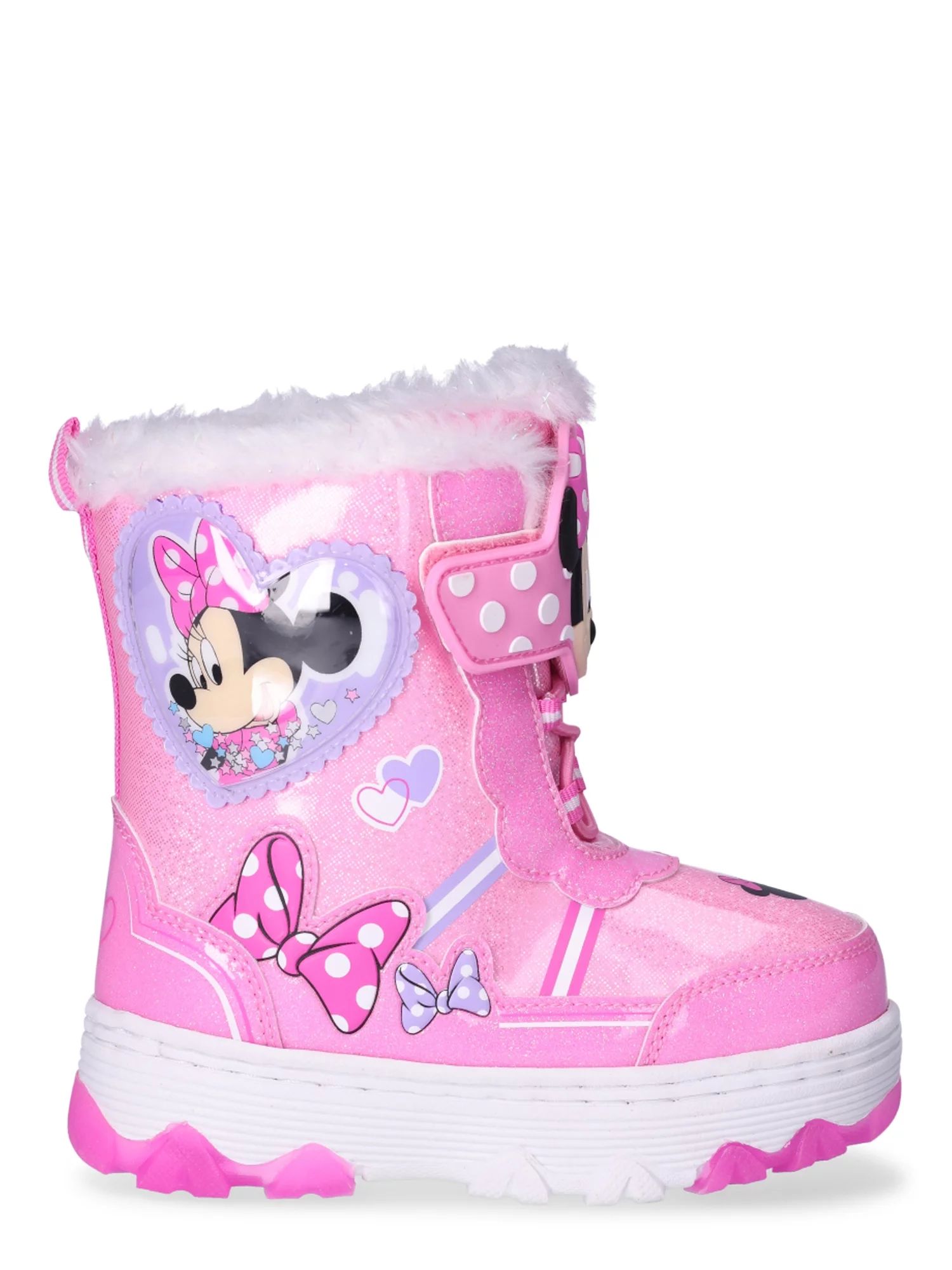 Minnie Mouse Toddler Girl Light Up Winter Snow Boots, Sizes 7-12 | Walmart (US)