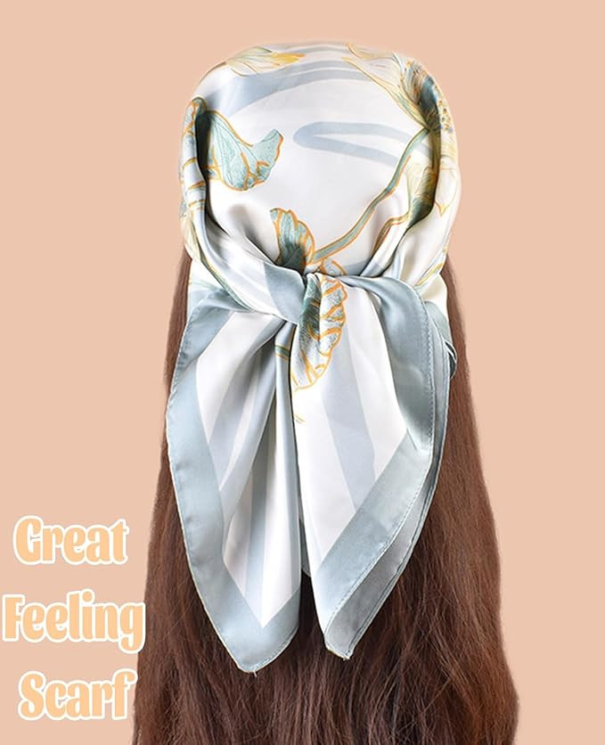 kcctoo 27.5" Mulberry Silk Feeling Head Scarf Women's Fashion Square Neck Satin Scarfs for Bag Ha... | Amazon (US)
