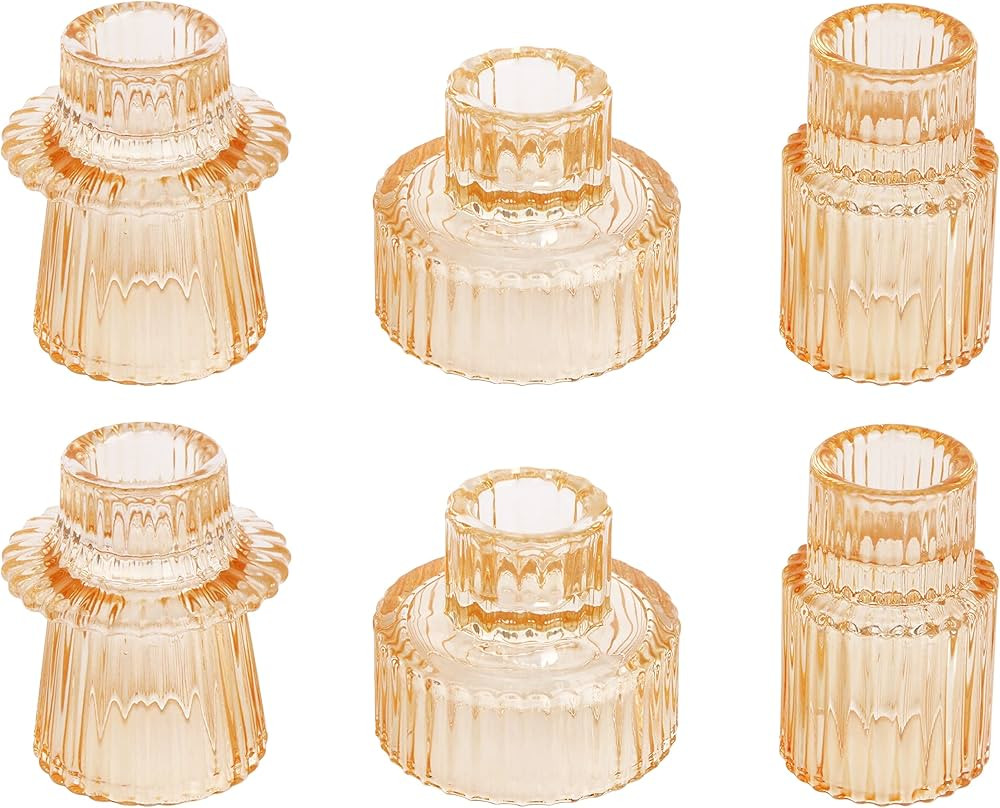 Vixdonos Glass Candlestick Holders Tealight Candle Holders for Table Centerpieces, Wedding Decor ... | Amazon (US)