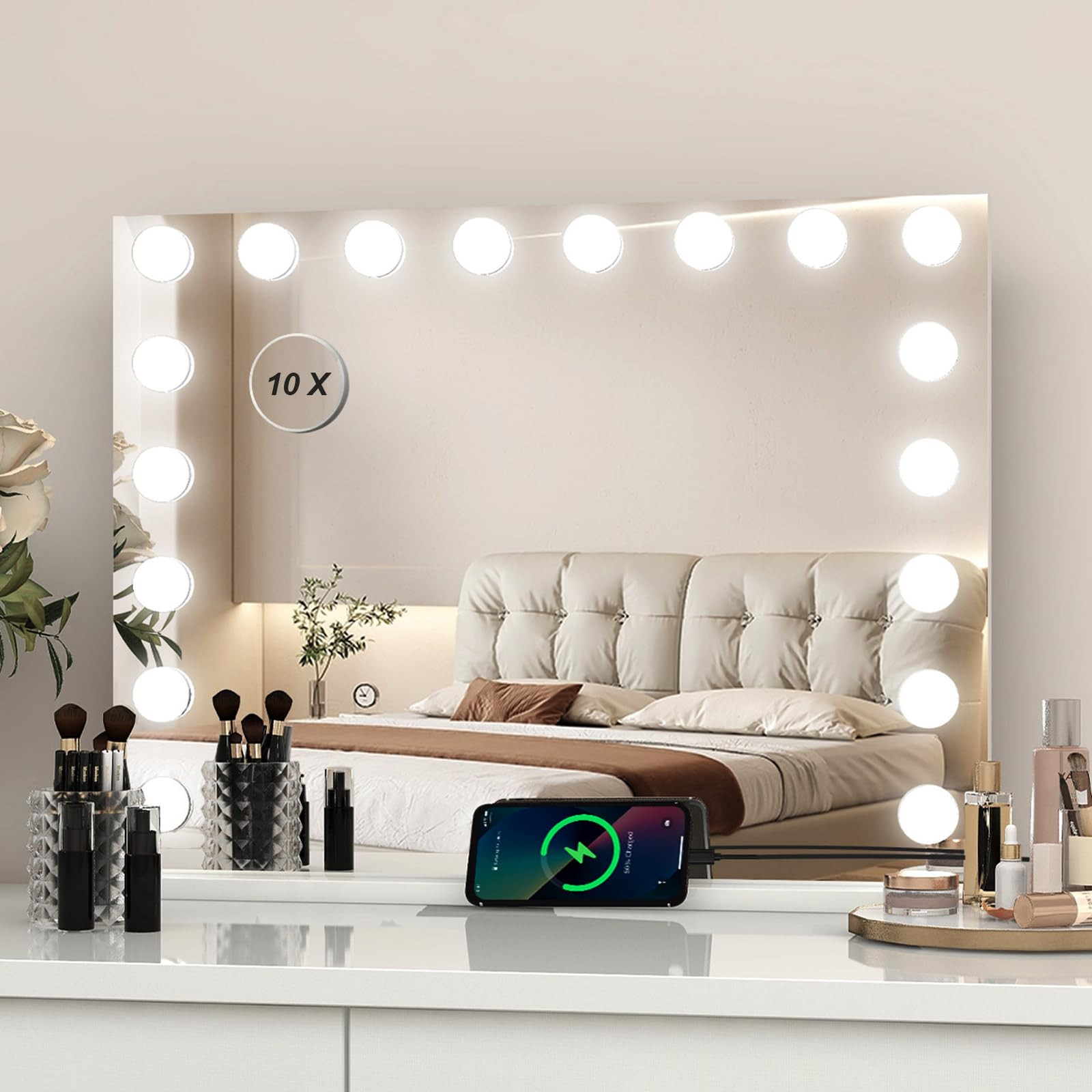 YU YUSING Hollywood Vanity Mirror with Lights, 80×60cm Lighted Makeup Mirror with 18 Dimmable Le... | Amazon (UK)
