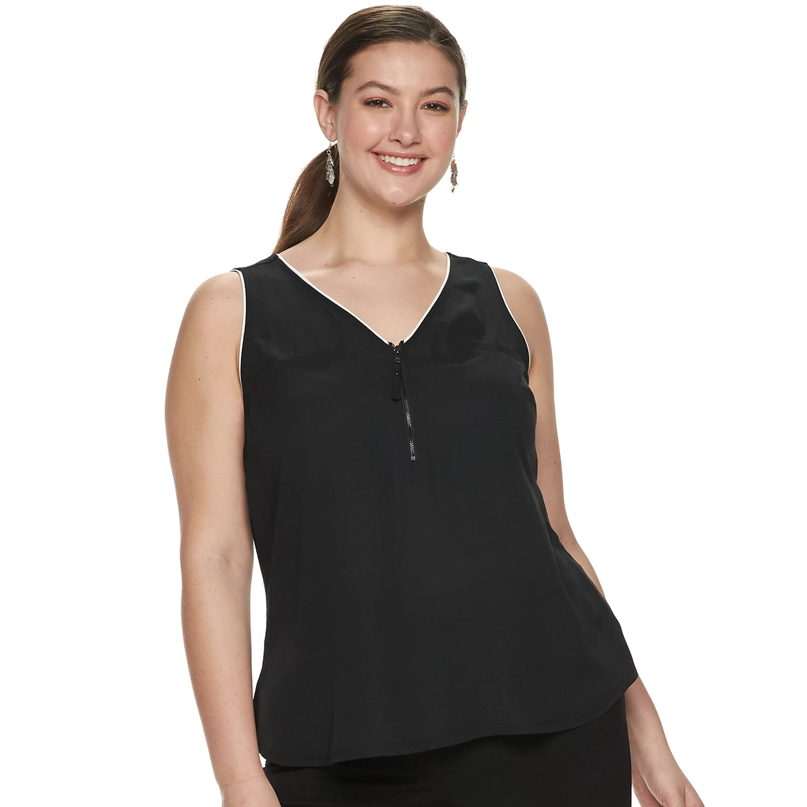 Juniors' Plus Size Candie's Zip-Front Tank, Girl's, Size: 2XL, Black | Kohl's